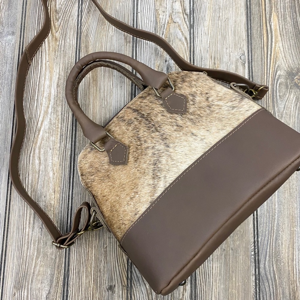 Brown cow leather satchel